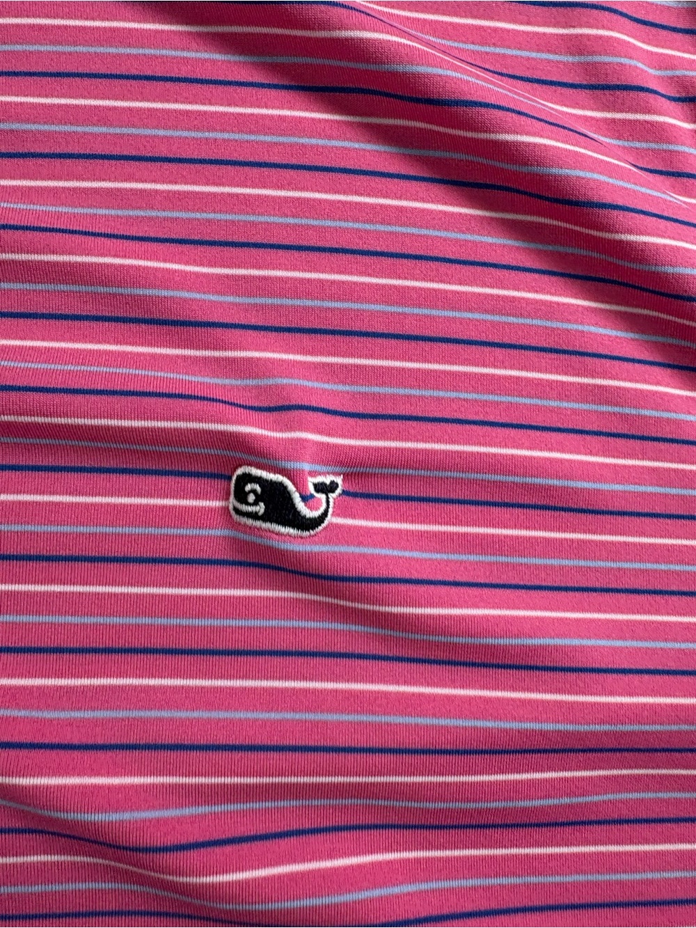 Vineyard Vines Performance Polo Shirt Mens XL Pink Blue Stripe Short Sleeve - Picture 3 of 7